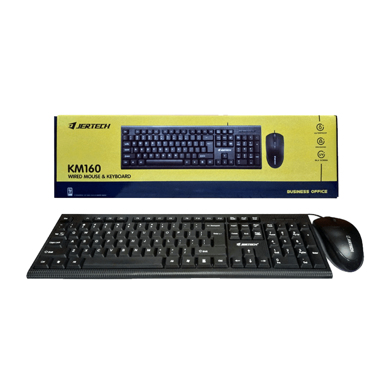 Jertech Keyboard Mouse Combo KM160 EN/AR Wired Black