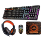 Jertech Set 4 In 1 Keyboard Mouse Headset Mousepad CT4-01 EN Wired Gaming Mechanical Black