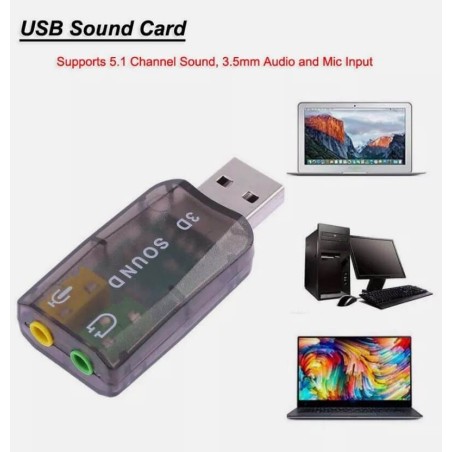 Board-X Sound Card Usb male to 3.5mm Audio Female, 3.mm microphone Input  5.1 Channel