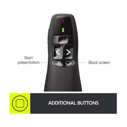 Logitech Pointer Laser Presenter Wireless R400 Black 10 meters