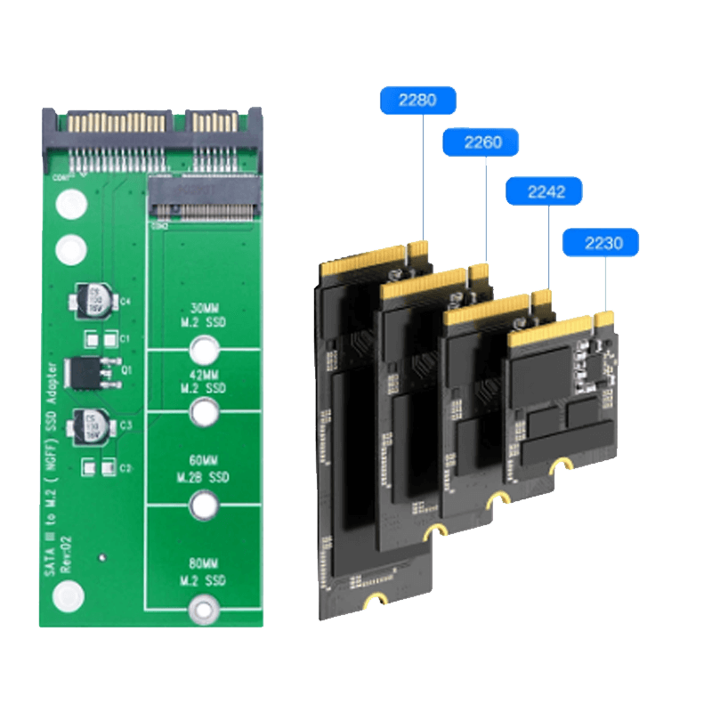 Board-x Expansion Card Hard Disk Reader M2 SSD to SATA Adapter for 2230-2280