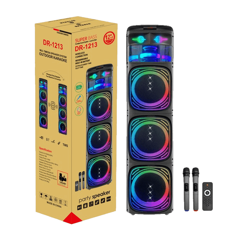 Board-x Speaker Karaoke DR-1213 3x12 Inch, 2 Microphones