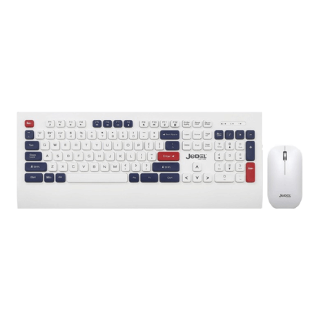 Jedel Keyboard Mouse Combo WS671 EN/AR Wireless White