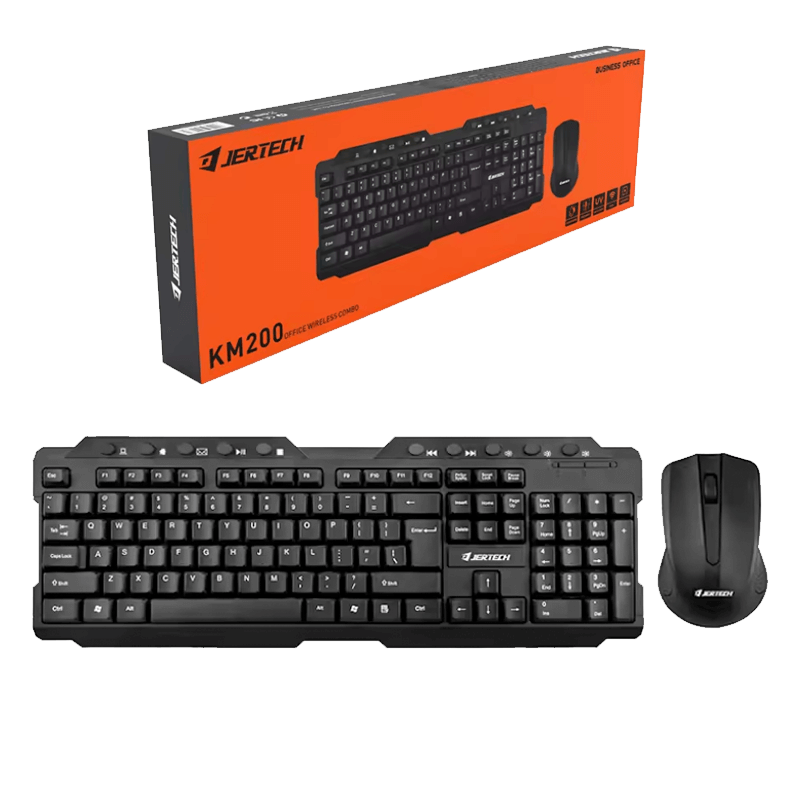 Jertech Keyboard Mouse Combo KM200 EN/AR Wireless Black