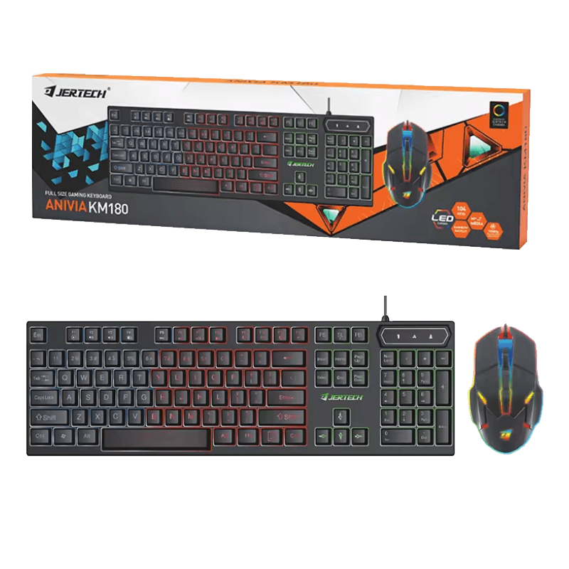 Jertech Keyboard Mouse Combo KM180 EN/AR Wired Black