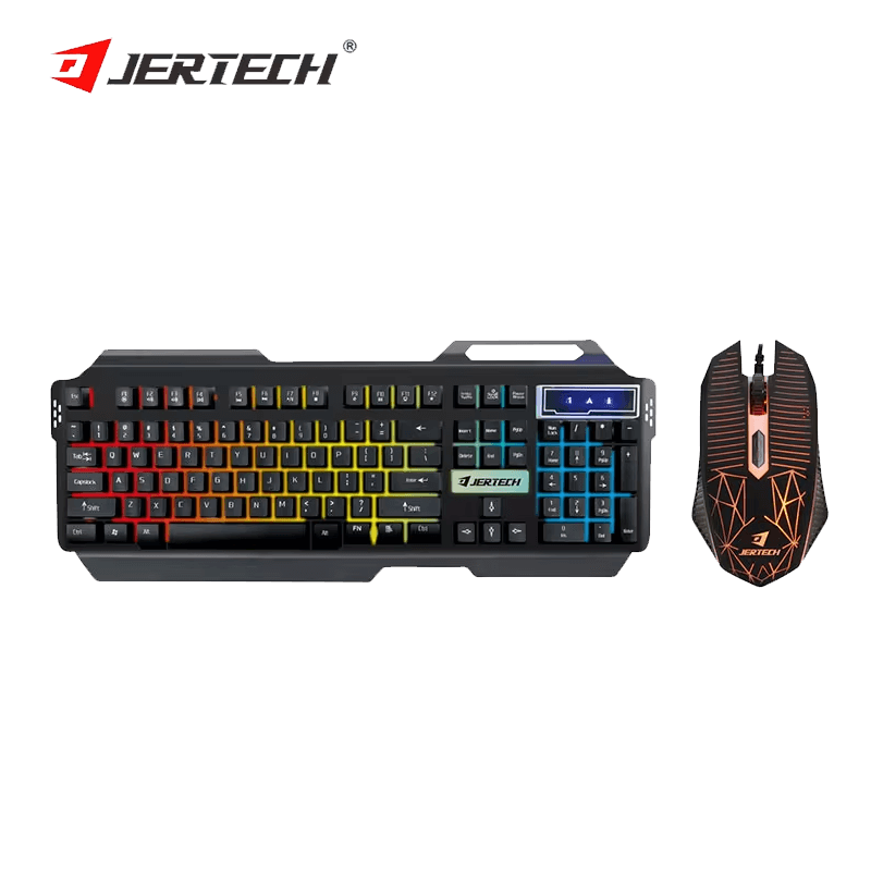 Jertech Keyboard Mouse Combo KM950 EN/AR Wired Gaming Mechanical RGB Black Jertech Keyboard Mouse Combo KM950 EN/AR Wired Gaming Mechanical RGB Black