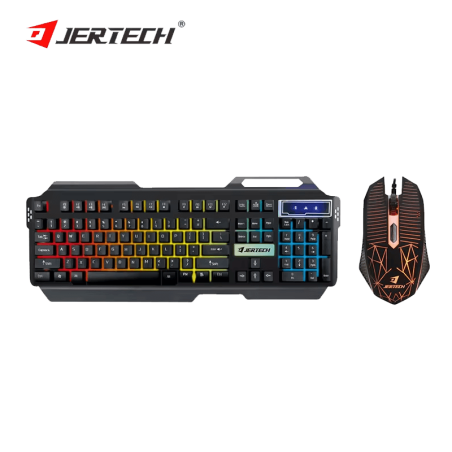 Jertech Keyboard Mouse Combo KM950 EN/AR Wired Gaming Mechanical RGB Black