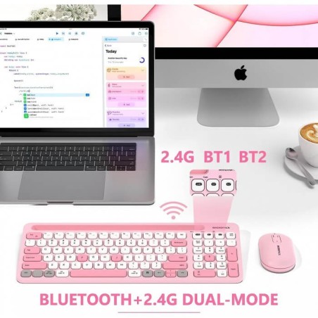 Micropack Keyboard & Mouse Km-238W Ifree Pro 2 Antibacterial Bluetooth Wireless Three Modes Wireless Combo(Pink)