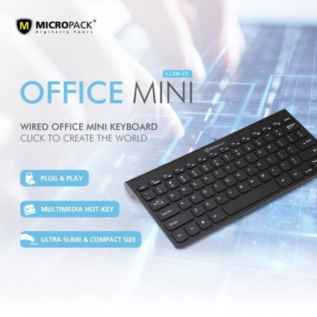 Micropack Keyboard K-2208Stl Wired Compact & Ultra Slim