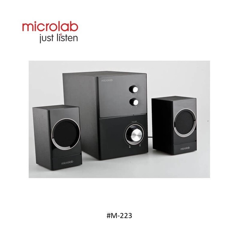 Microlab Speaker M-223 System Audio 2.1 Subwoofer, Complete Wooden Case