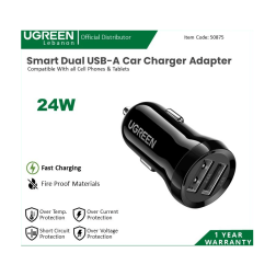 Ugreen Charger Car 24W Dual Usb Fast For Phone And Tablet 50875