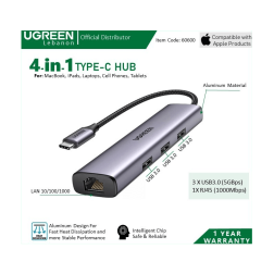 Ugreen Adapter 4-In-1 Usb-C Hub (3*Usb3.0 , Usb-C Pd100W) 60600