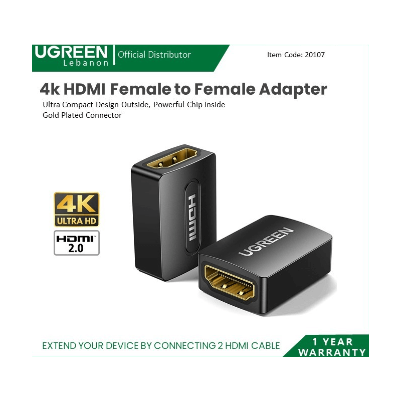 Ugreen Adapter 4K Hdmi Female To Female 20107
