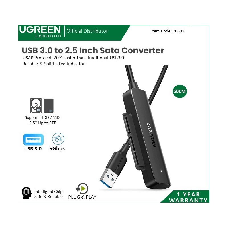 Ugreen Cable Usb 3.0 To Sata Hard Driver Converter 70609 Ugreen Cable Usb 3.0 To Sata Hard Driver Converter 70609