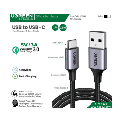 Ugreen Usb To Usb-C 5v/3a Fast Charge & Data Cable - Nylon Braided & Aluminum Body 60126