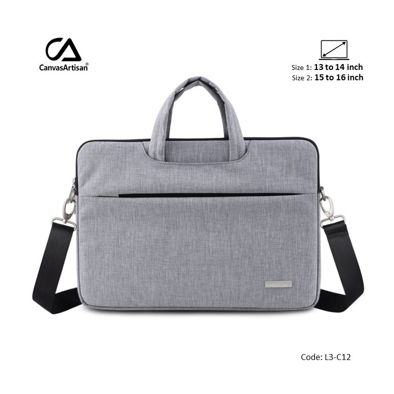 canvasartisan bag laptop Slim L3-C12 Light Gray 15, Durable And Water-Resistant