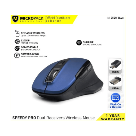 Micropack Mouse M-752W Speedy Pro Wireless Office (Blue)