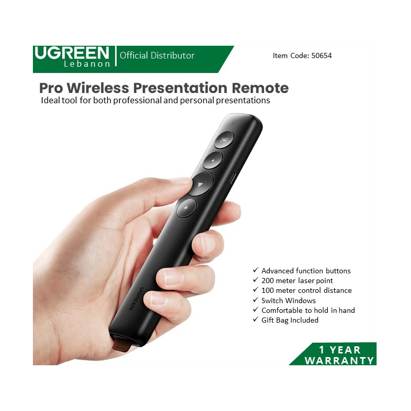 Ugreen Remote Advanced Function Wireless Lazer Presentation With Built-In Laser Pointer