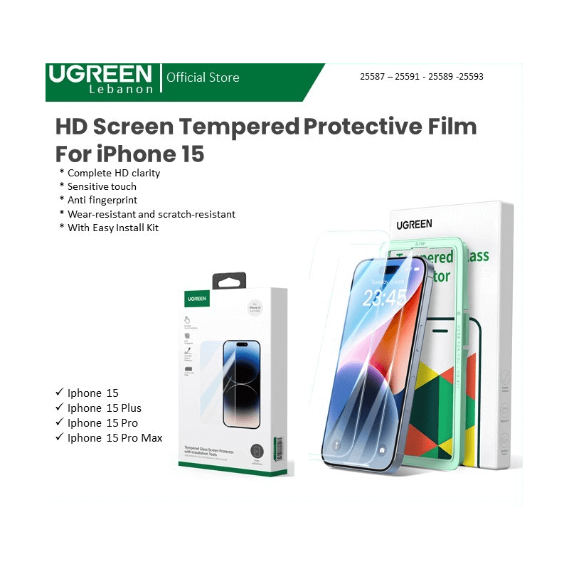 Hd Screen Tempered Protective Film For Iphone 15 Pro Max Ugreen - 25593