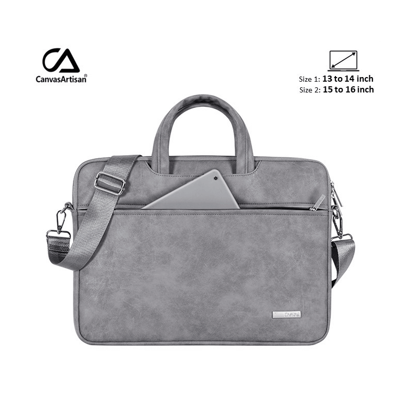 Canvas Artisan Bag Laptop Business L11-C22 Gray, High Quality Leather