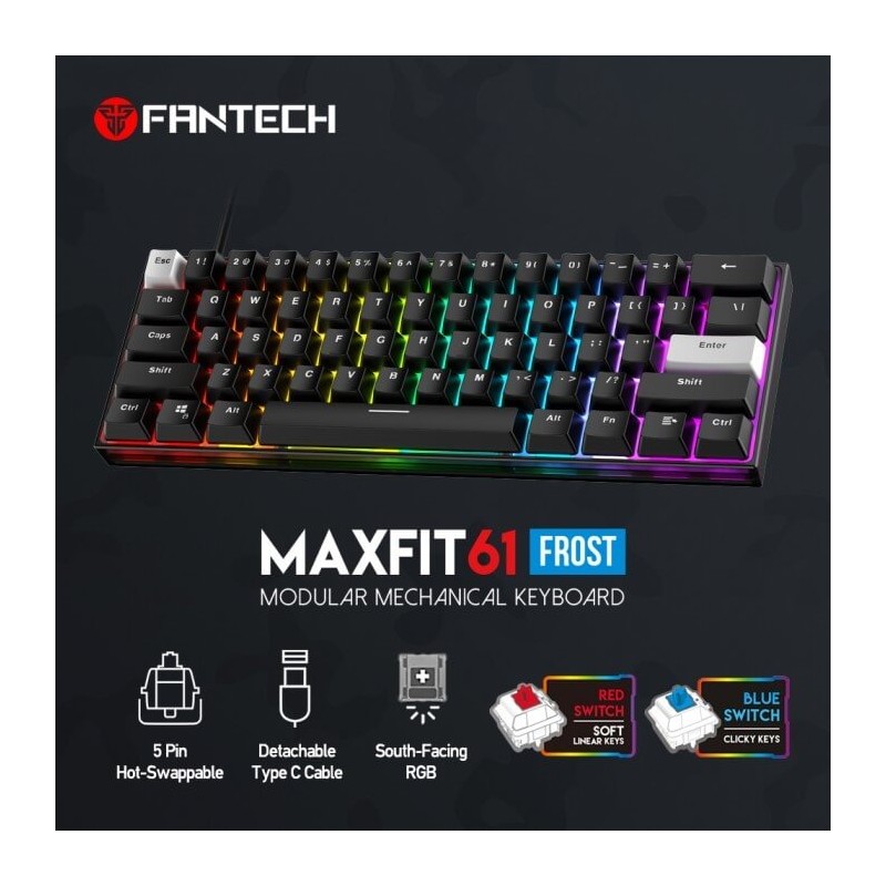 FANTECH MK857 MAXFIT61 RGB WIRED MECHANICAL GAMING KEYBOARD (BLACK)