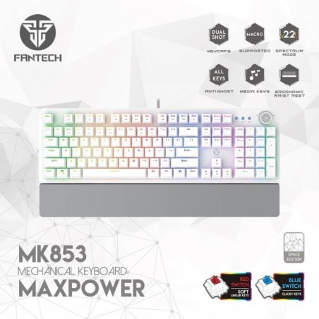 FANTECH MK853 MAXPOWER RGB MECHANICAL GAMING KEYBOARD (WHITE SPACE EDITION)