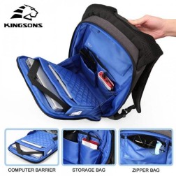 kingsons backpack With Lock Password Ks3149W, 13.3 Inch, Dark Gray,Water-Resistant, Light Weight