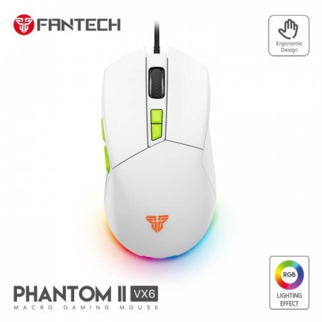 FANTECH VX6 PHANTOM II MACRO RGB GAMING MOUSE (WHITE)