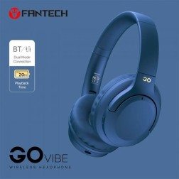 FANTECH WH05 GO VIBE WIRELESS HEADPHONES, DUAL MODE CONNECTION BT5.3 & 3.5MM JACK GAMING HEADSET (BLUE)